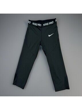 Nike Pro Girls Capri Leggings Size Small Black Athletic Crop Pants Dri-Fit